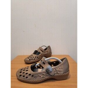 Rieker Double Mary Jane flats women's us 5.5 eu 36 Brown Leather Shoes Lattice